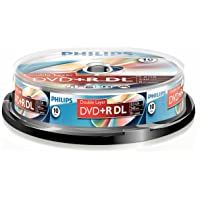 Philips DVD+R - DVD+R (8-5 GB de datos-240 minutos de vídeo- 8 x alta velocidad- husillo de 10 unidades- doble capa DL)